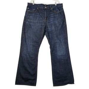 Banana Republic Mens 38W 32L Blue Dark Denim Manhattan Crosshatch Bootcut Jeans